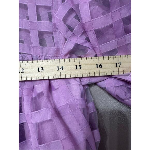 English Factory NWT Lilac Purple Grid Puff Sleeve Mini Dress Women's Medium - Picture 7 of 13